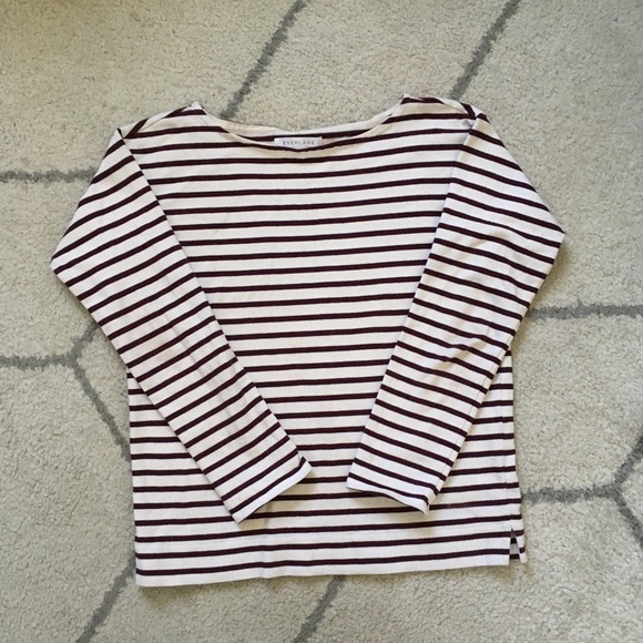 Everlane Maroon Stripe Breton Tee - Picture 1 of 2